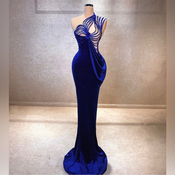 Blue Velvet Dress - Picture 3 of 4